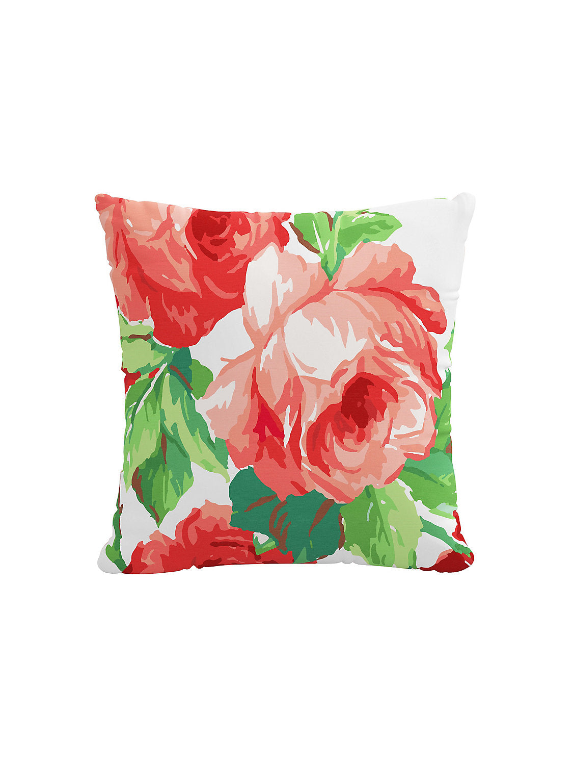 Scalamandre Cabbage Rose 20 X 20 - Coral on Ivory Decorative Pillow