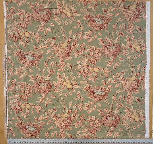 Brunschwig and Fils Walnut Tree Famous Birds Green Brown Tree House Cotton Print - By The Yard - MSRP USD300+/y