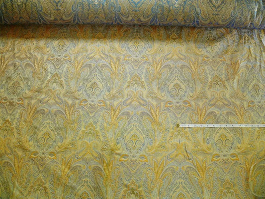 By Yd Rm Coco 100% Silk Lampas Classy Renaissance Sapphire Gold Yellow MSRP USD 184.80/Y