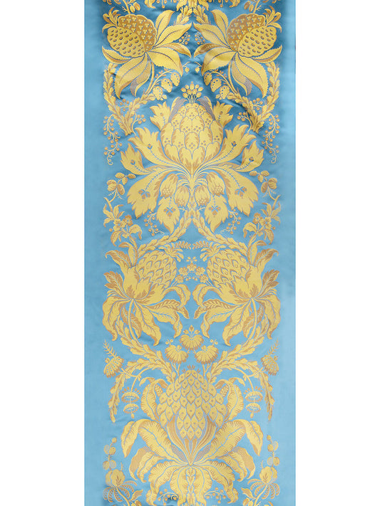 Special Order Scalamandre Tassinari & Chatel Les Ananas 51" in Bleu Historical Silk Lampas Pineapple Neoclassical MSRP USD5616/repeat