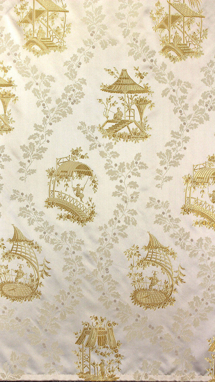 Special Order Scalamandre Tassinari & Chatel Pillement Creme Gold Cream Chinoiserie Scenic Figurative MSRP USD 1080/y