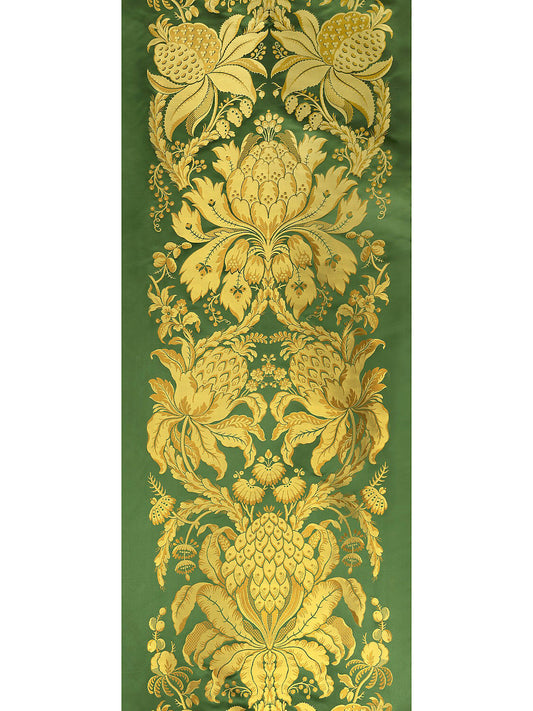 Special Order Scalamandre Tassinari & Chatel Les Ananas 51" in Vert Green Gold Historical Silk Lampas Pineapple Neoclassical MSRP USD5616/repeat