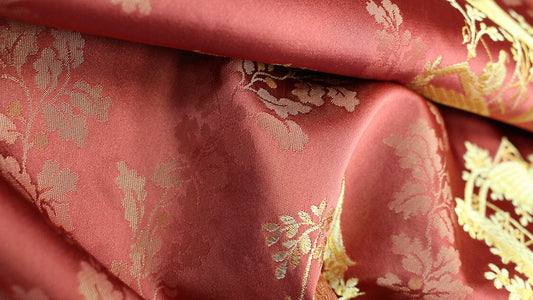 Special Order Scalamandre Tassinari & Chatel Pillement Laque Red Gold Chinoiserie Scenic Figurative MSRP USD 1080/y )