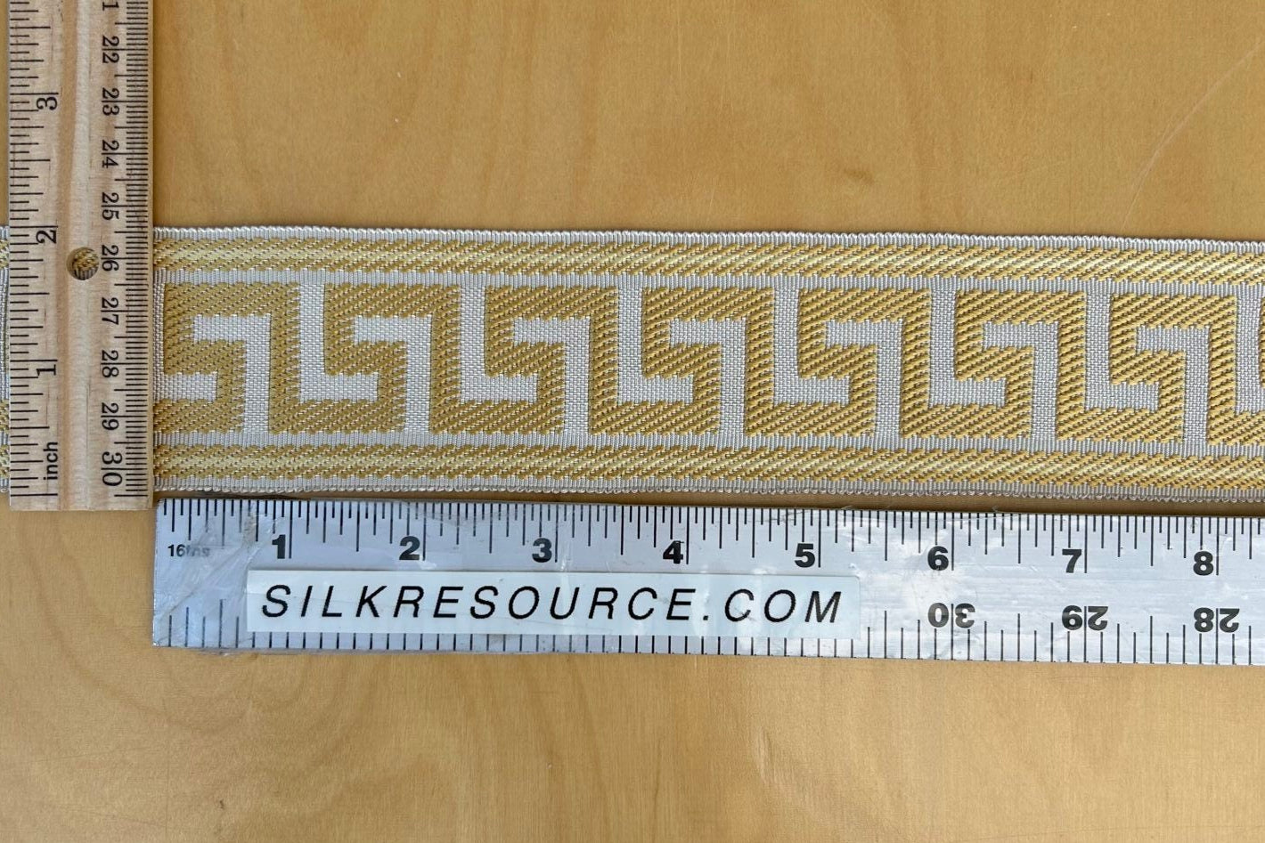 Scalamandre Trim Cascade Yellow & Gold Gimps Braids 100% Silk Greek key Geometric MSRP USD90/y