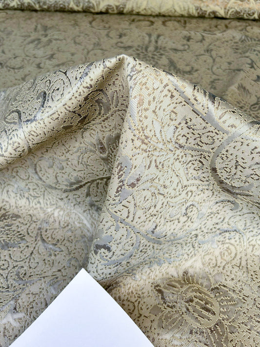 by yard Boboli Garden Silk Damask Italian Metallic Vanilla Cream White Gold MSRP USD 568/yard