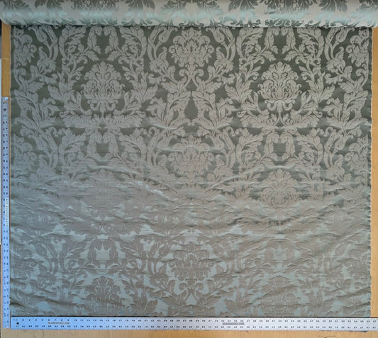 By yard Republica Silk Cotton Damask Renaissance Classy Ice Blue Green MSRP USD 500+/yard