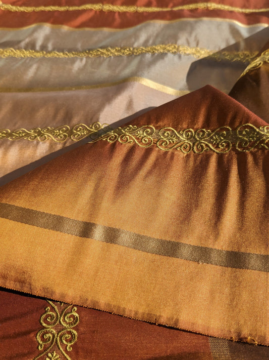 Scalamandre Arnett Silk Taffeta - Cognac Brown Gold