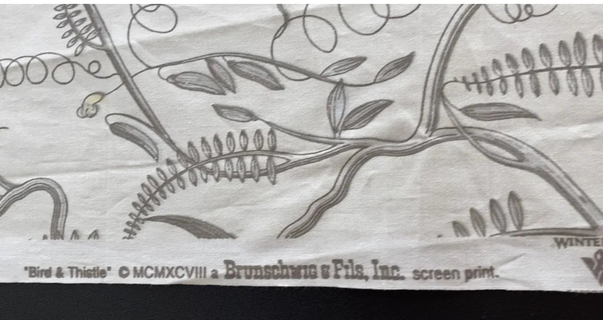 Brunschwig & Fils Bird and Thistle Print Grey on Pale cream -By The Yard - MSRP USD 348/y
