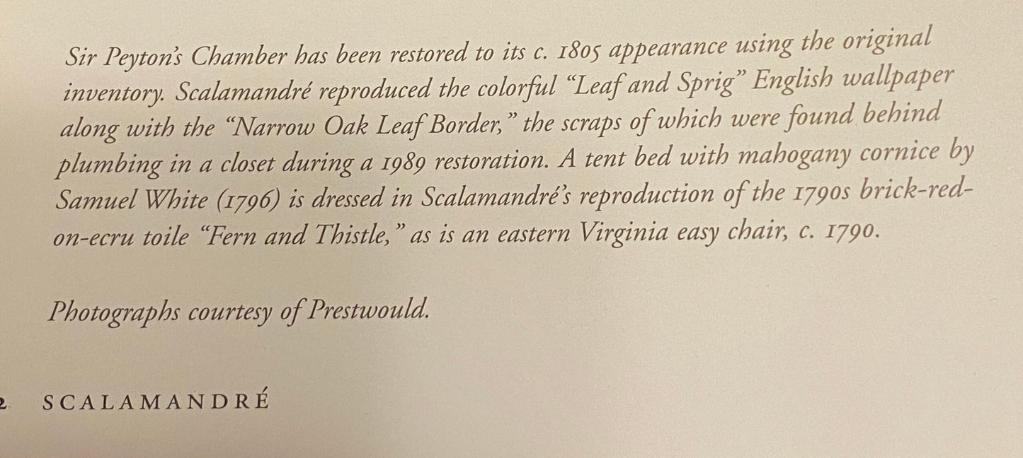 By Yd Scalamandre Grey Watkins Languedoc Charcoal Black White Botanic Fern and Thistle Southern France Toile Circa 1790 MSRP USD 364/y