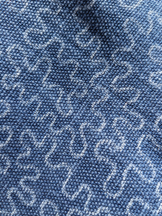 Scalamandre Squiggle Blue Abstract Linen Laser Light Print Texture Heavy MSRP USD186/y