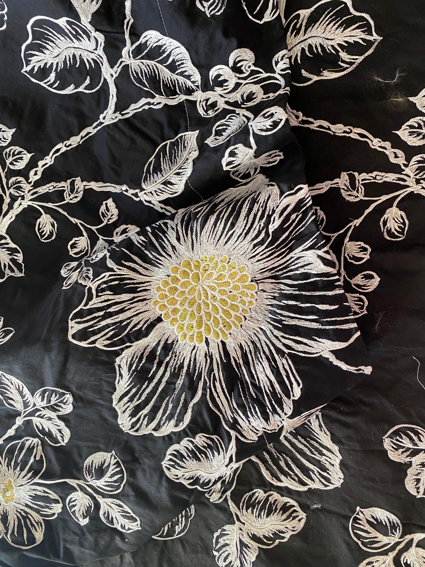 BerkBox44-2 Scalamandre Floral Duchess Silk Black -2.4 Yards By 60 Inches Wide