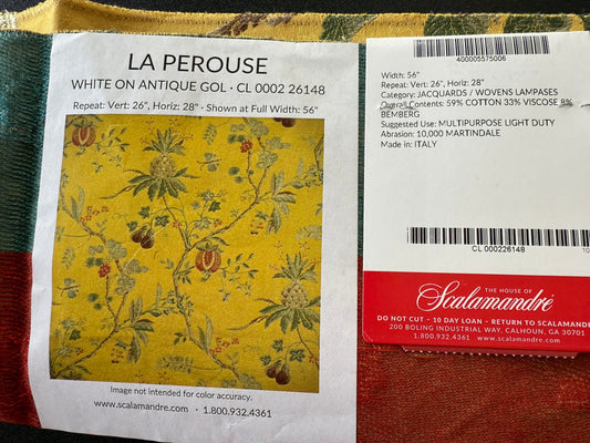 Special Order Scalamandre La Perouse White on Antique Gold Butterfly Pineapple Eggplant Pomegranate Jacobean Tree of life Floral MSRP USD578/y