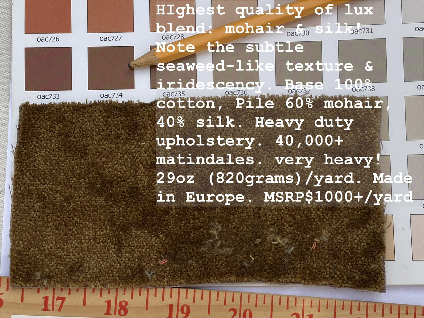 Mohair & Silk Velvet Seaweed Texture In Baked by Sun Tan Heavy Duty