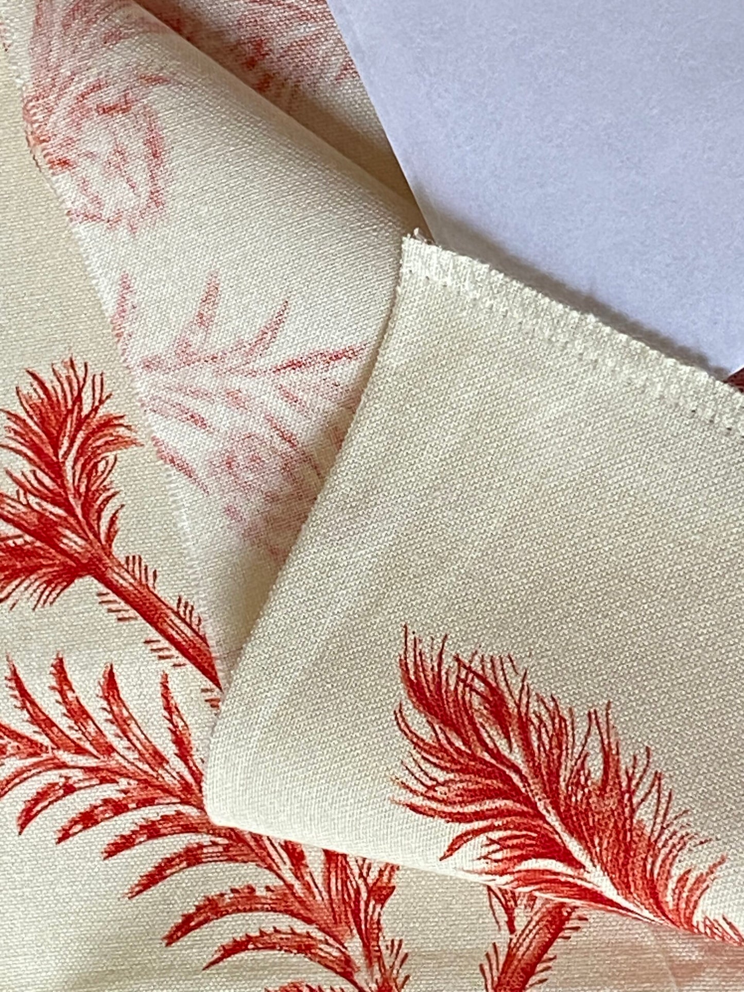 By Yd Scalamandre Grey Watkins Languedoc Autumn Red Cream White Botanic Fern and Thistle Southern France Toile Circa 1790 MSRP USD 364/y