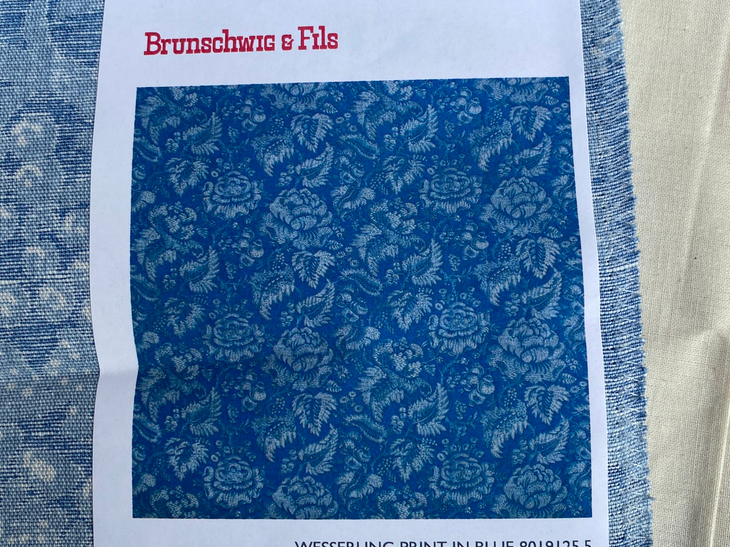 Brunschwig & Fils Wesserling Print Blue Tropical Leaf MSRP USD348/y