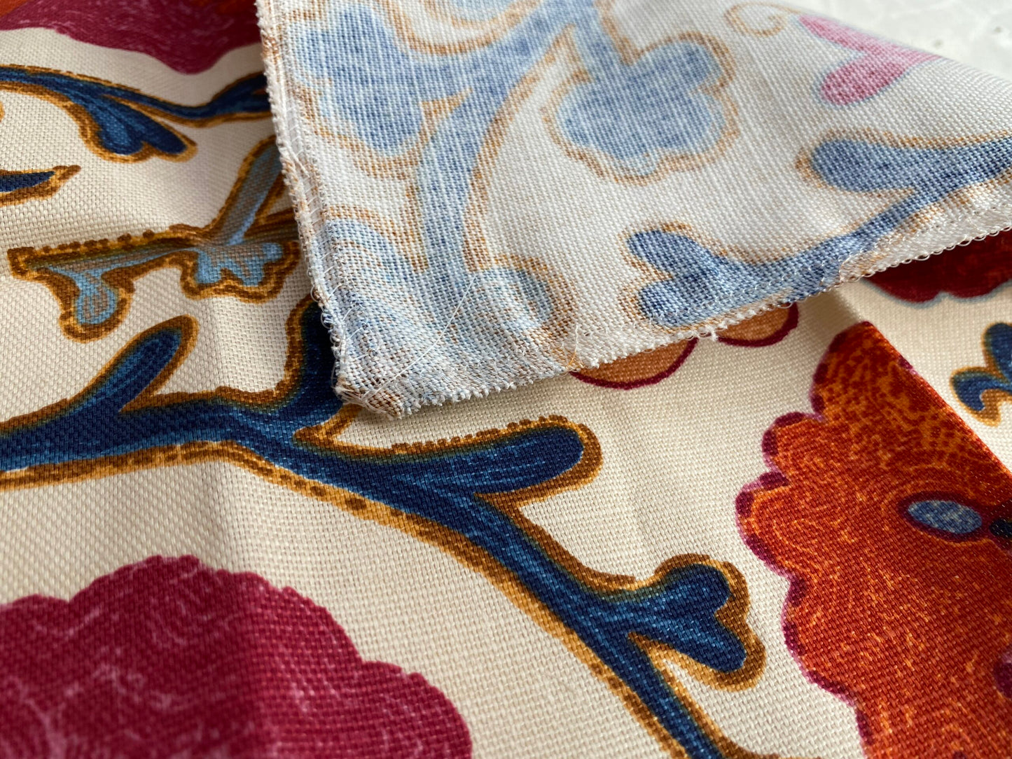 Brunschwig & Fils Dzambul Cotton and Linen Print Raspberry Orange MSRP USD396/y