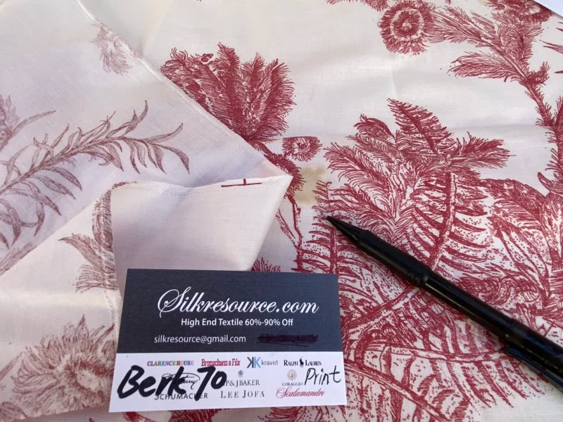 1 Berkbox70 Scalamandre LANGUEDOC RED Floral hand Print Toile