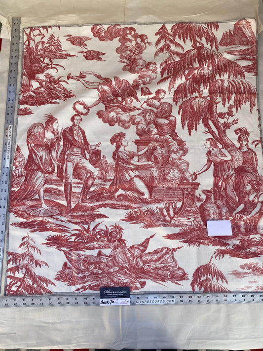 5 Berkbox70 Scalamandre The Altar of Liberty Print Red & White Washington Independence War Square 34x30 inches