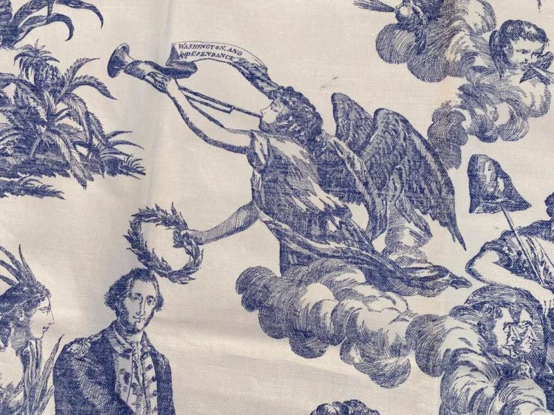 6 Berkbox70 Scalamandre The Altar of Liberty Washington Independence War Print Blue & White Square 1.1yard x 30 inches