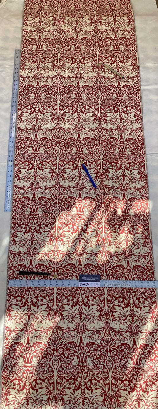 14 Berkbox70 Scalamandre William Morris Brother Rabbit Red and White 2yards 10" x 24.5" wide