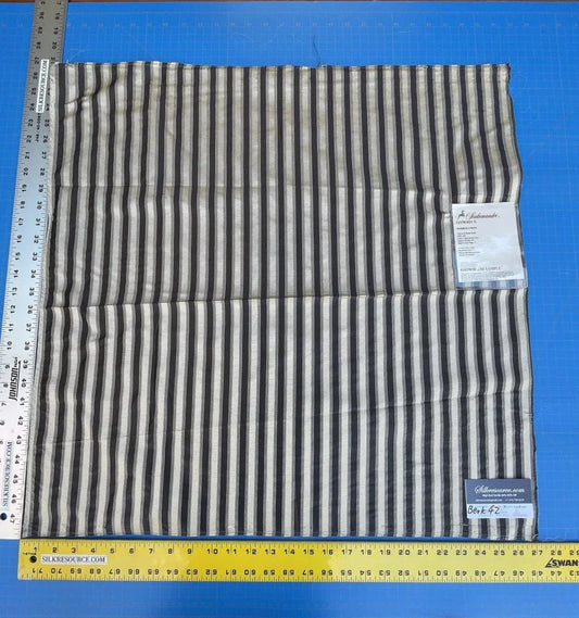 1 Berkbox42 Scalamandre Squares 27x27" Shirred Stripe 100% Silk Charcoal & Ivory