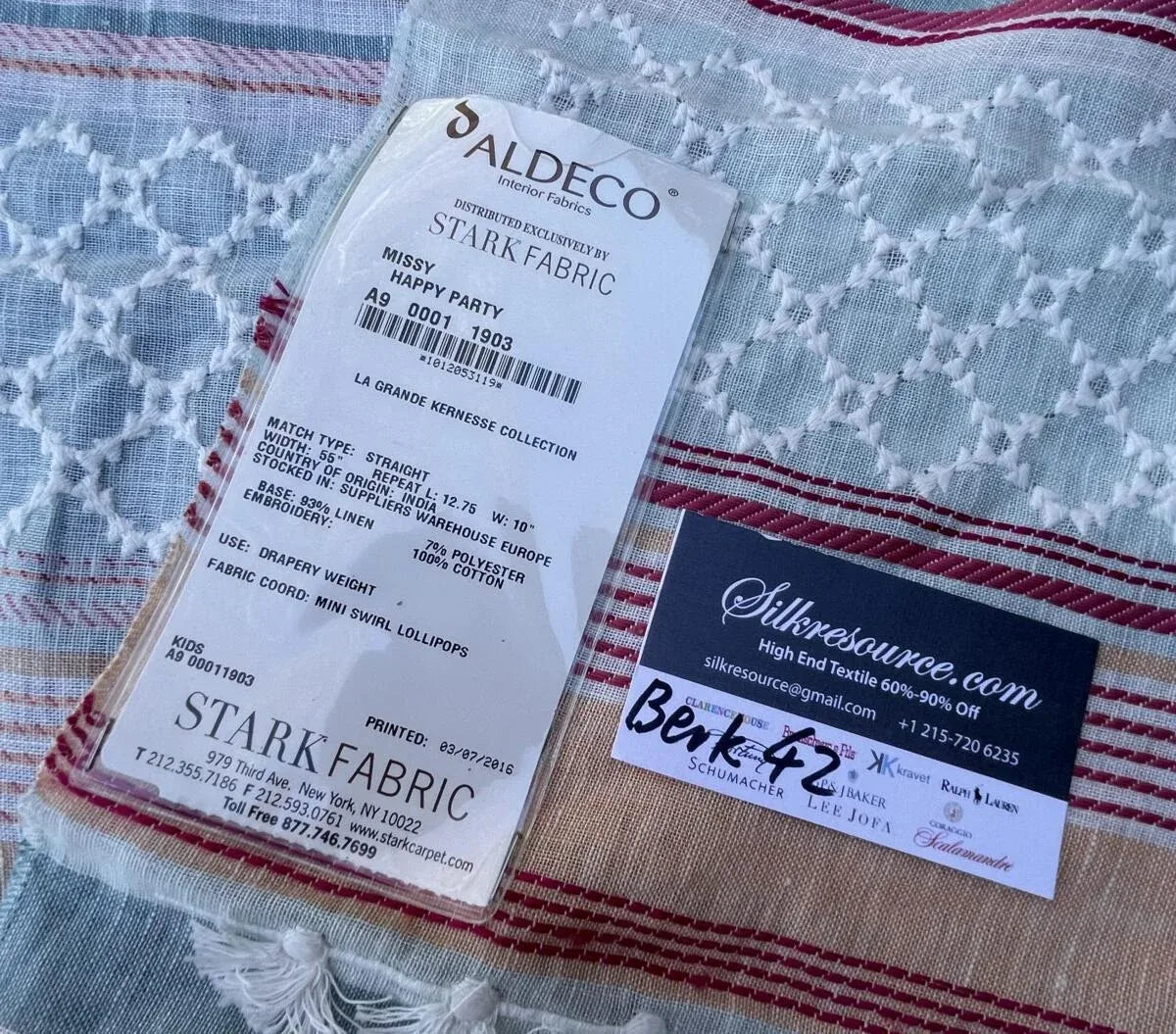 21 Berkbox42 Scalamandre Squares 27x27" "missy Happy Party"