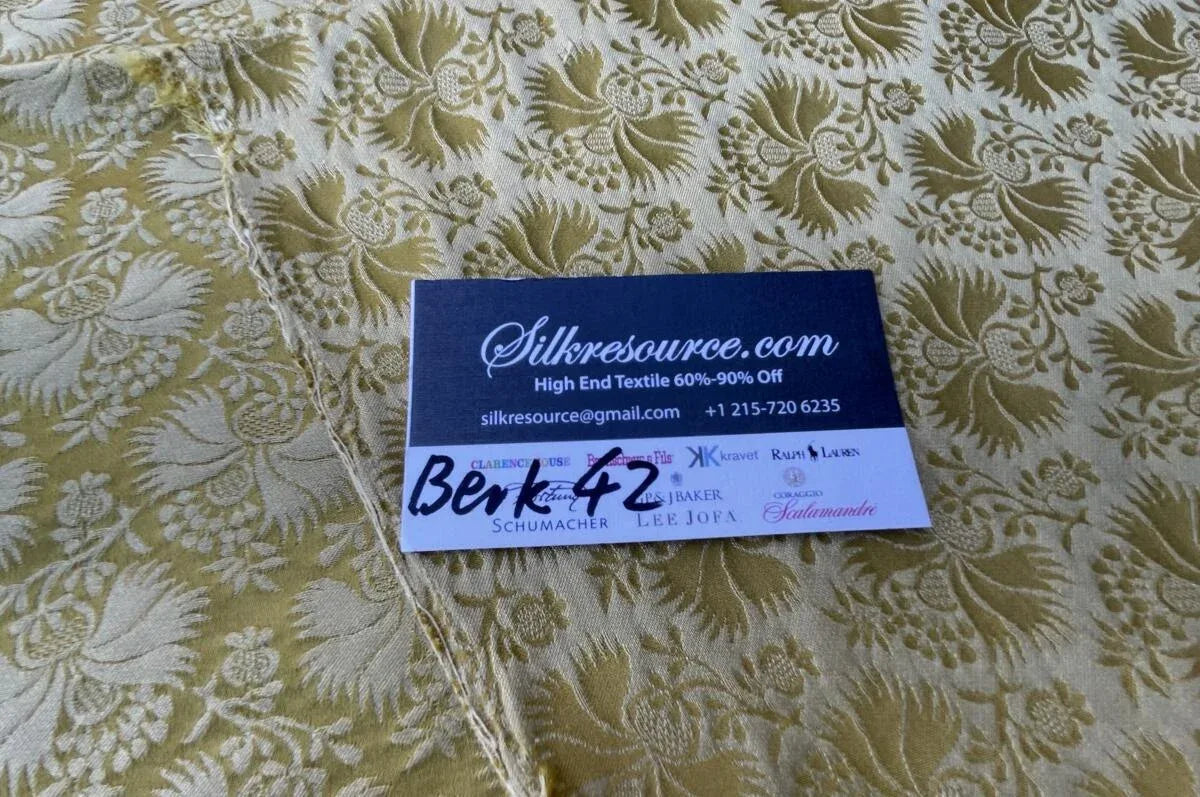 42 Berkbox42 Scalamandre Squares 27x27" Gold Silk Damask Reversible, Floral Historical Tassinari & Chatel