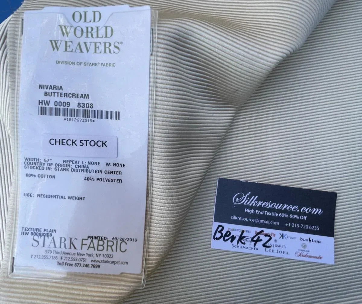 51 Berkbox42 Scalamandre Squares 27x27" "nivaria" Buttercream, Cotton Blend, Textured Stripe