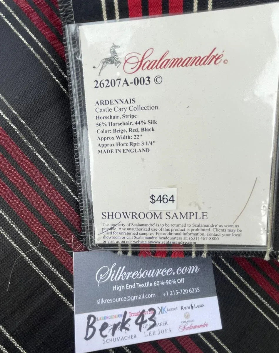 7 Berkbox43 Scalamandre Squares 27x27" Red Black Stripes