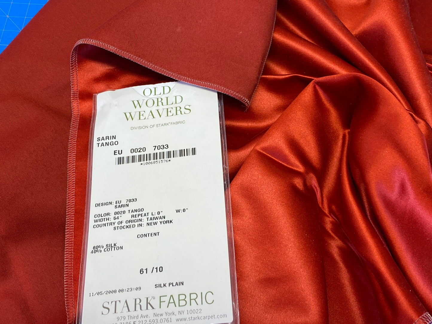 3 Berkbox72 Scalamandre Old World Weavers Sarin Tango Red Orange Silk Cotton Satin Liquid Lux Solid -Square