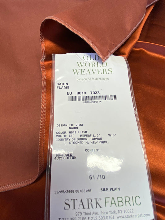 4 Berkbox72 Scalamandre Silk Square Sarin Flame Deep Red Solid MSRP USD300+/Y