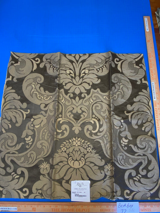 10 Berkbox72 Scalamandre Silk Grey Watkins Square 26"x26" Bellona Mocha Damask MSRP USD650/Y