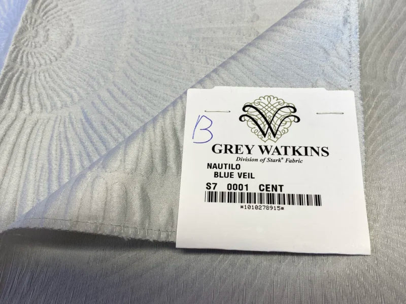 14 Berkbox72 Scalamandre Grey Watkins Silk+Cotton Nautilo Blue Veil 1.1yd X 27" MSRP USD312/Y