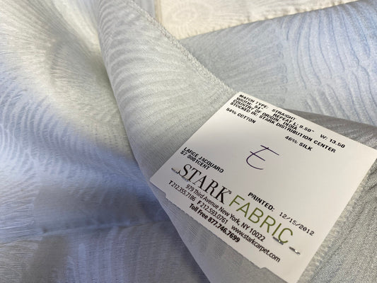 17 Berkbox72 Scalamandre Grey Watkins Silk+Cotton Nautilo Blue Veil 35"x26" MSRP USD312/Y