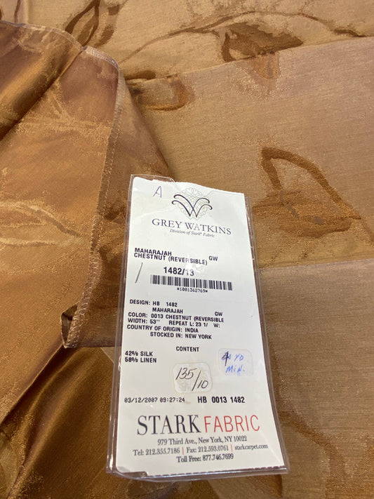 19 Berkbox72 Scalamandre Grey Watkins Maharajah Chestnut Brown Silk Linen Damask Reversible 25"X26" MSRP USD 348/Y