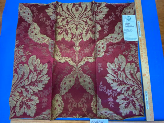 35 Berkbox72 Scalamandre Old World Weavers Square Silk Claudina Cherry Deep Red Gold Renaissance Damask Reversible Italy MSRP USD 320/Y