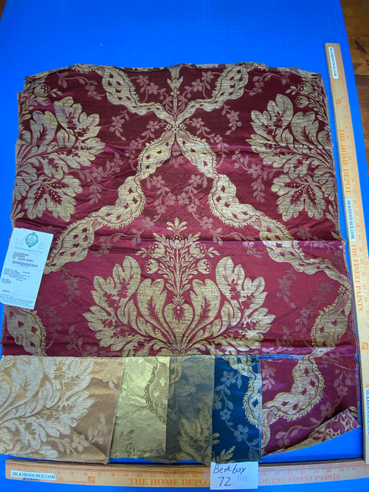 39 Berkbox72 Scalamandre Old World Weavers Square Silk Claudina Cherry Deep Red Gold Renaissance Damask Reversible Italy MSRP USD 320/Y