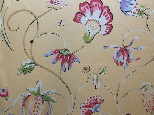 Thibaut Westfield Wild Flower Ladybug Dragon Fly Tulip Strawberry Rose Meadow Large 100% Cotton Gold Yellow Red Pink Blue
