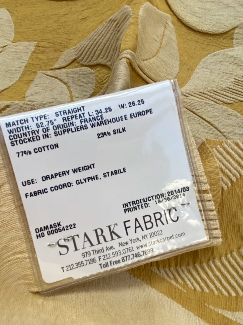 43 Berkbox72 Scalamandre Lelievre Paris Phylum Genet Damask Leaves Yellow MSRP USD 700+/Y