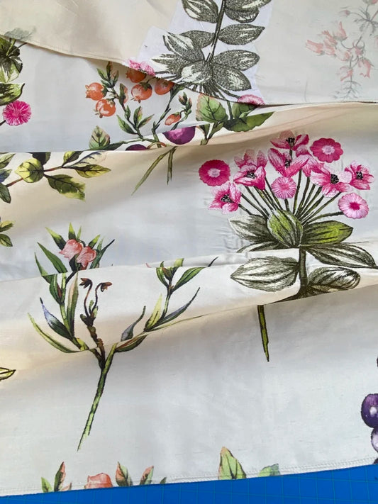 45 Berkbox72 Scalamandre Square Silk Flower Market Petals Floral Print Embroidery Pink Red Purple Green 1yd x 27" MSRP USD 512/y