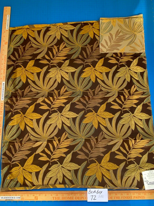 46 Berkbox72 Scalamandre Old World Weavers Square Silk Sylvain Espresso Dark Brown Damask Tropical Foliage Monstera MSRP USD 300+/Y Piece A