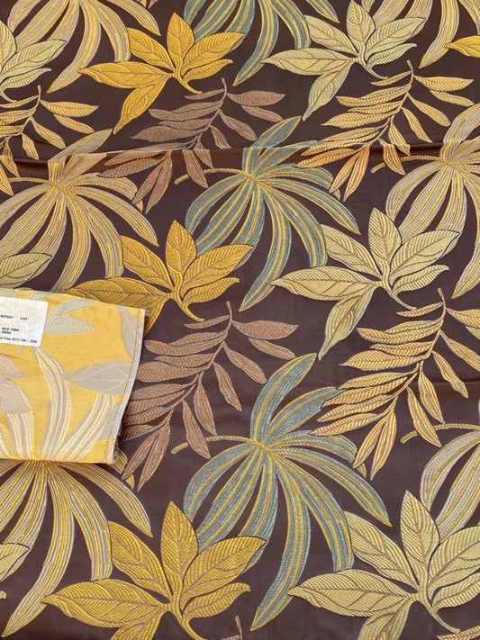 47 Berkbox72 Scalamandre Old World Weavers Square Silk Sylvain Espresso Dark Brown Damask Tropical Foliage Monstera MSRP USD 300+/Y Piece B