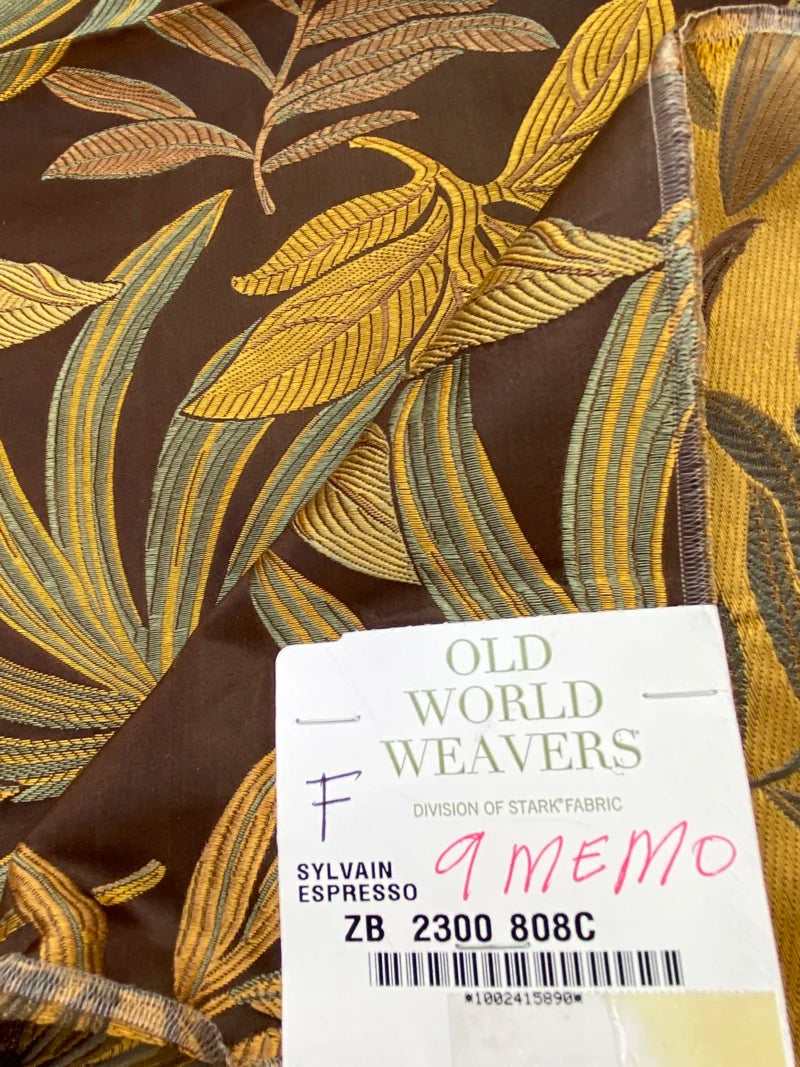 51 Berkbox72 Scalamandre Old World Weavers Square Silk Sylvain Espresso Dark Brown Damask Tropical Foliage Monstera MSRP USD 300+/Y Piece F