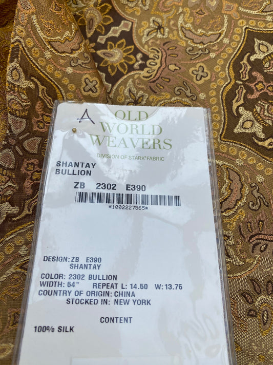 57 Berkbox72 Scalamandre Square Silk Old World Weavers Shantay Bullion Brown Medallion MSRP $300+/y