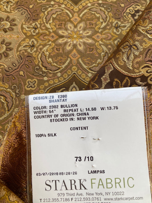 59 Berkbox72 Scalamandre Square Silk Old World Weavers Shantay Bullion Brown Medallion MSRP $300+/y
