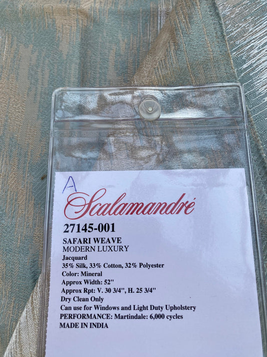 60 Berkbox72 Scalamandre Square Silk Safari Weave Mineral Green Gray Tiger Cheetah, Animal Skin MSRP USD390/y