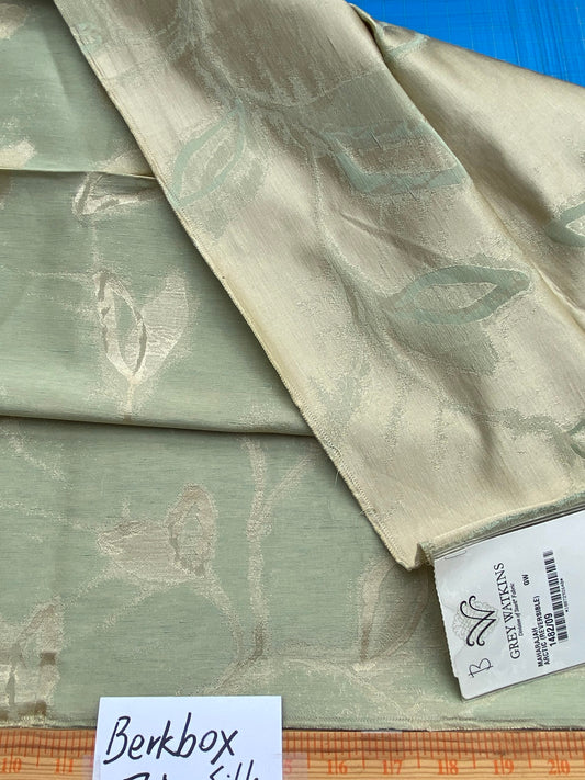 14 Berkbox71 Scalamandre Square Silk Grey Watkins Maharajah Arctic Reversible Green Cream Damask Tree Foliage MSRP USD348/y