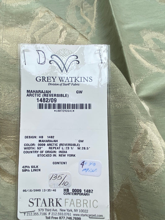 16 Berkbox71 Scalamandre Square Silk Grey Watkins Maharajah Arctic Reversible Green Cream Damask Tree Foliage MSRP USD348/y