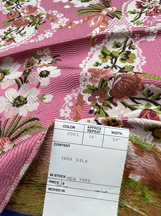 31 Berkbox71 Scalamandre Square Silk Old World Weavers Avvoltoio Multi on Fuchsia Floral MSRP USD1066/y