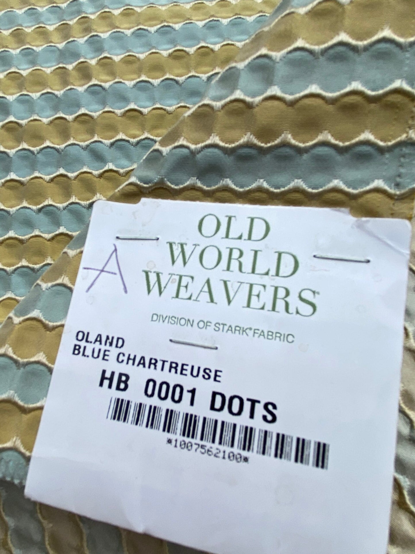 32 Berkbox71 Scalamandre Square Silk Old World Weavers Oland Blue Chartreuse Yellow Blue Circle Pattern Small Scale Stripe MSRP USD138/y